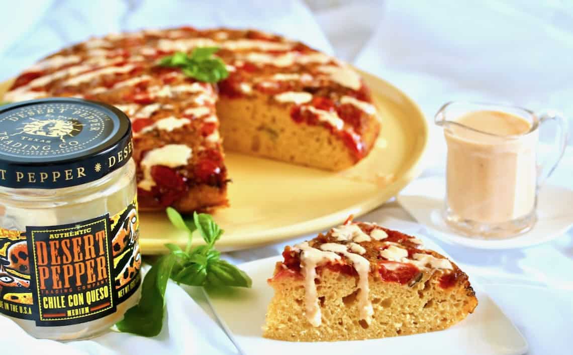 Slice of tomato pie recipe.