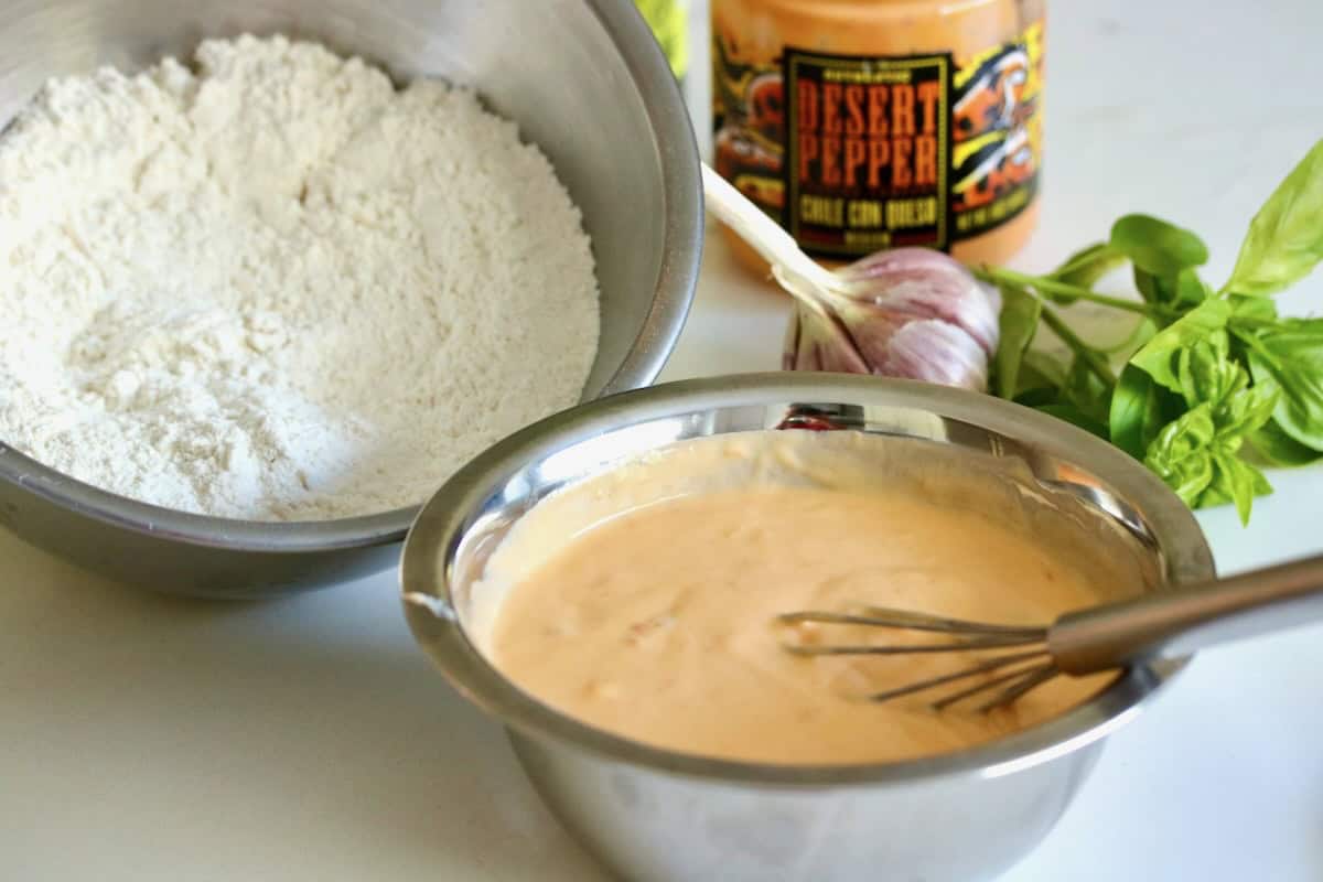 Dry and wet ingredients mixed.