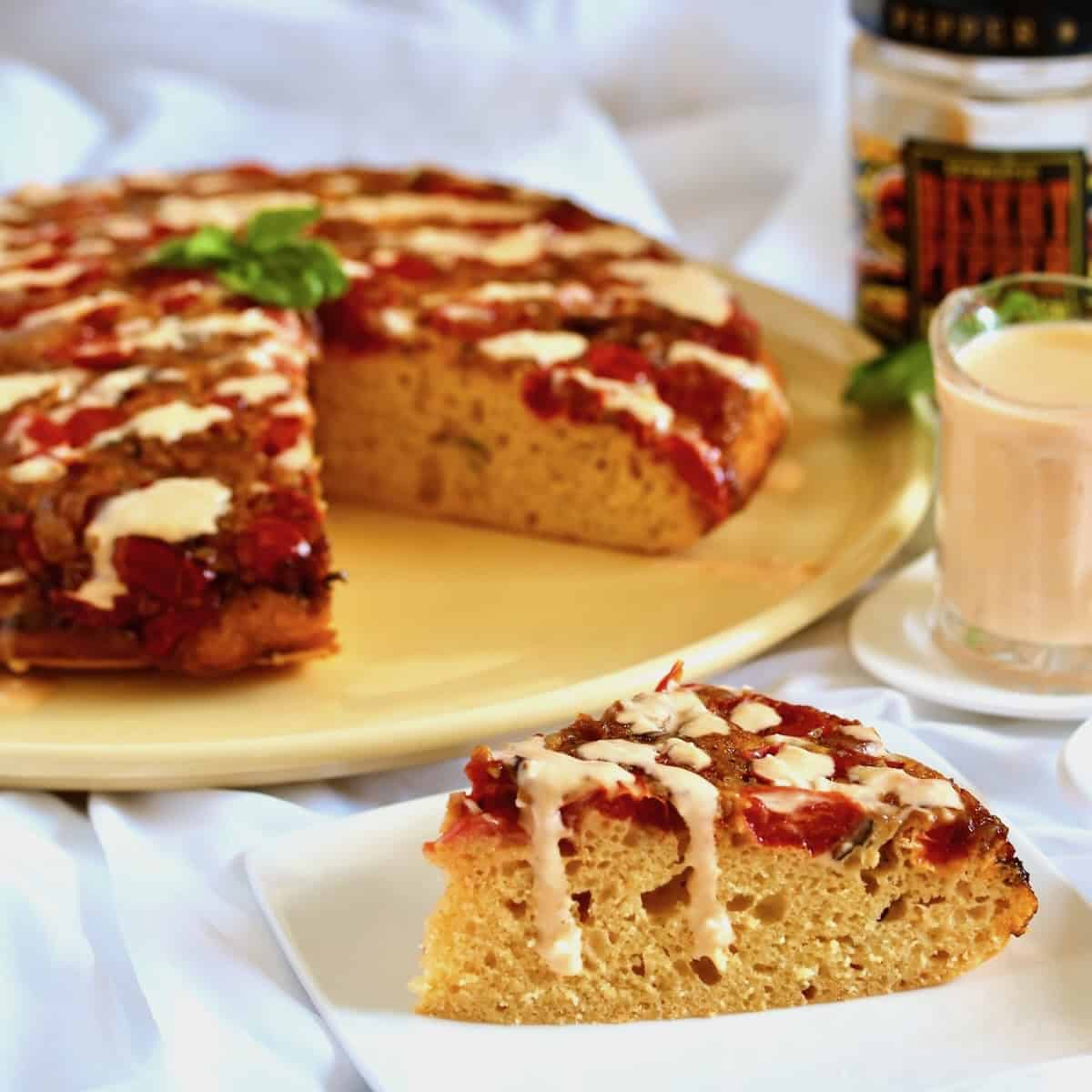 Slice of tomato pie.