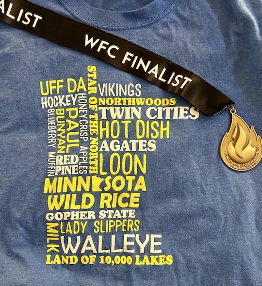 Celebrating wild rice with a finalist medal.