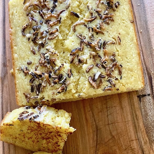 Popped wild rice cornbread.