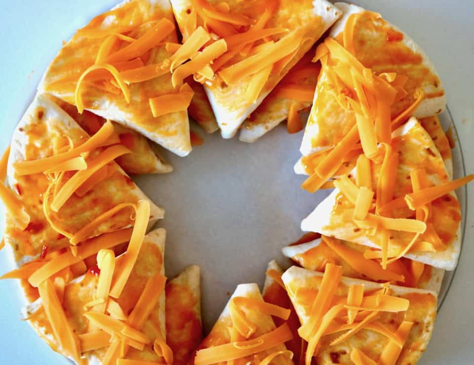 Chicken quesadilla ring ready to bake.