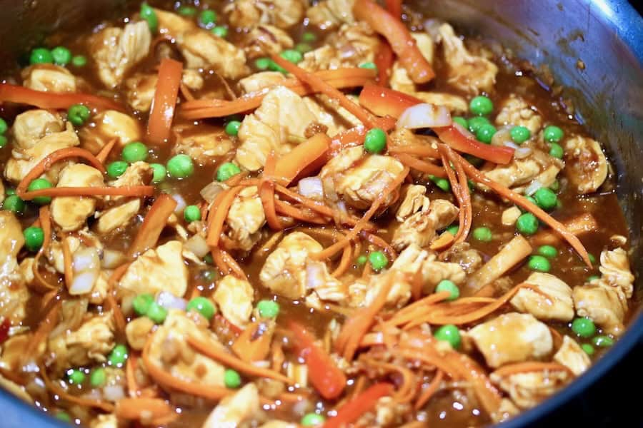 Orange chicken stir-fry.