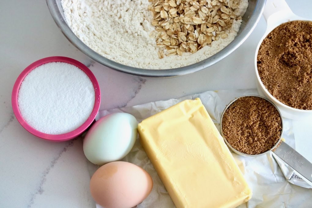 Oatmeal cookie ingredients.