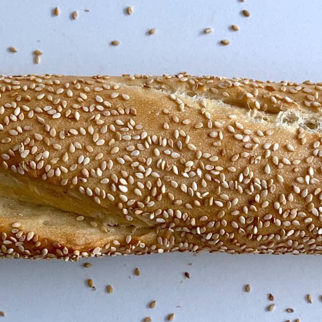 A sesame seed bread for French dip sandwich recipe.