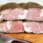 Sliced sous vide roast beef.