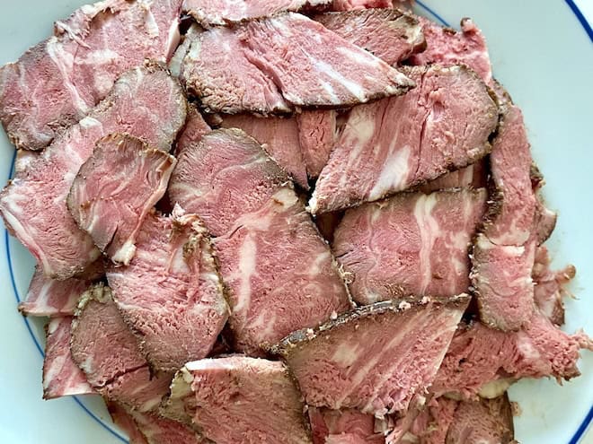 Sliced beef on a plate