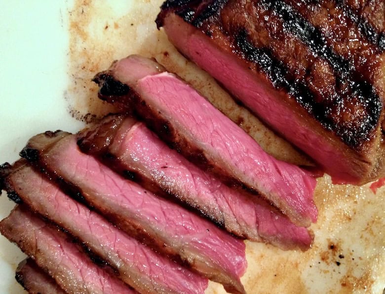 Sous vide steak slices.