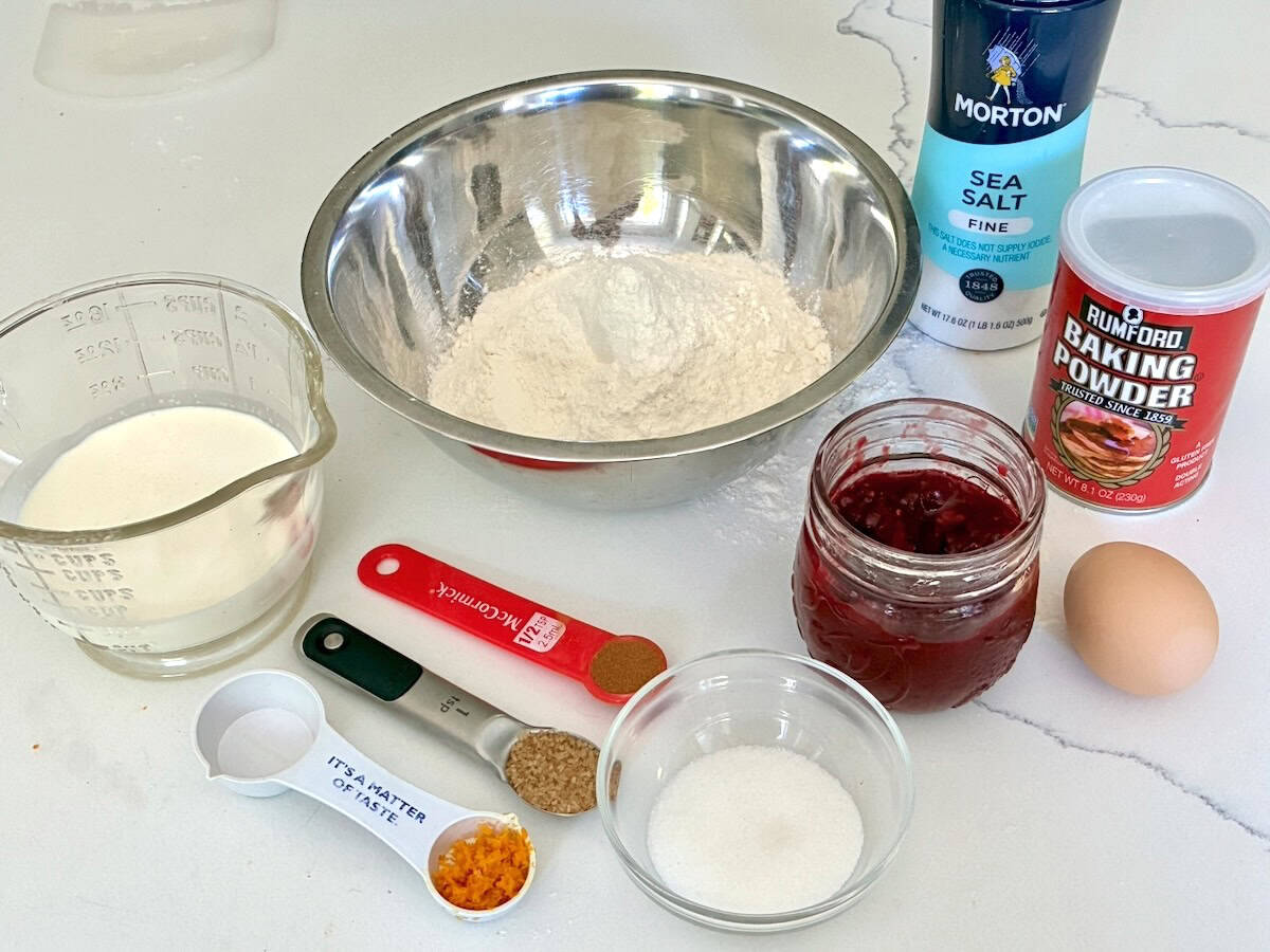 Ingredients for scones recipe.