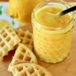 Citrus curd and waffles.