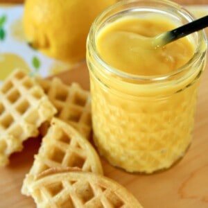 Citrus curd and waffles.