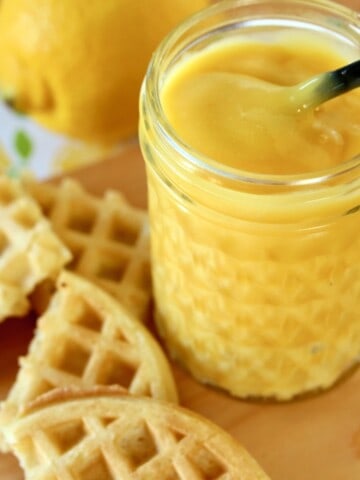 Citrus curd and waffles.