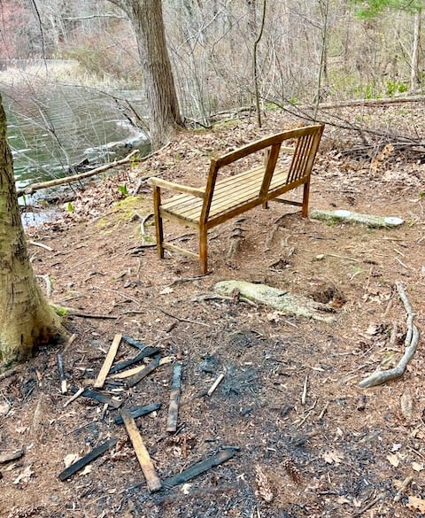 Will's bench vandalized.