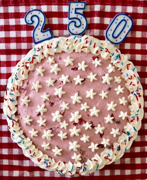 Celebrating 250 years birthday pie.