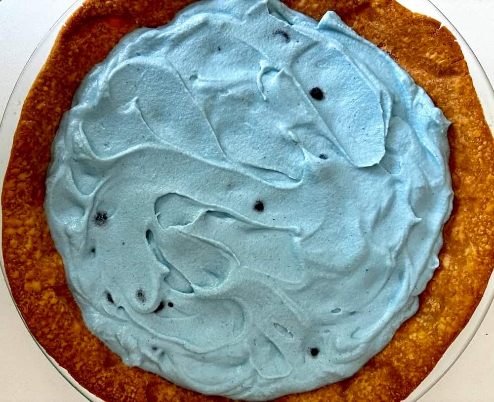 Blueberry mousse in pie shell.
