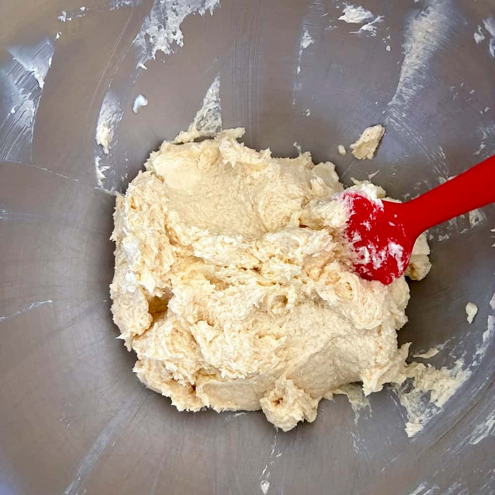 Creaming butter and sugar.