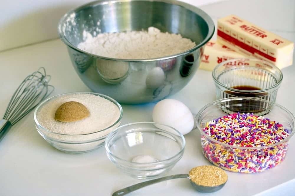 Funfetti cookies ingredients.