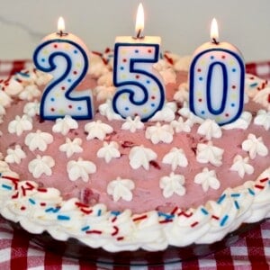 Birthday pie with candles.