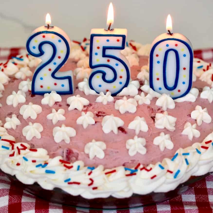 Birthday pie with candles.