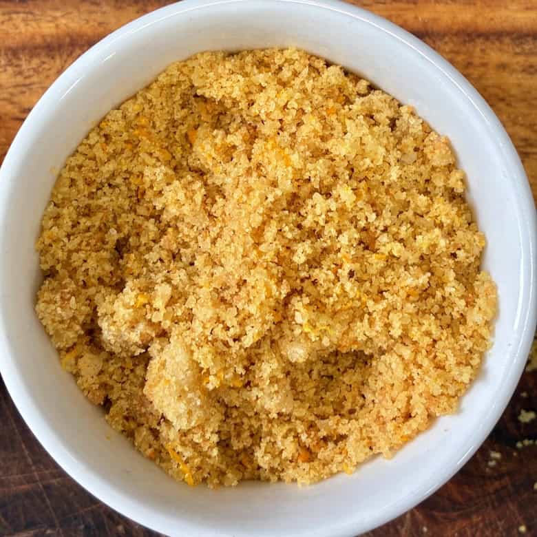 Orange crumb topping.