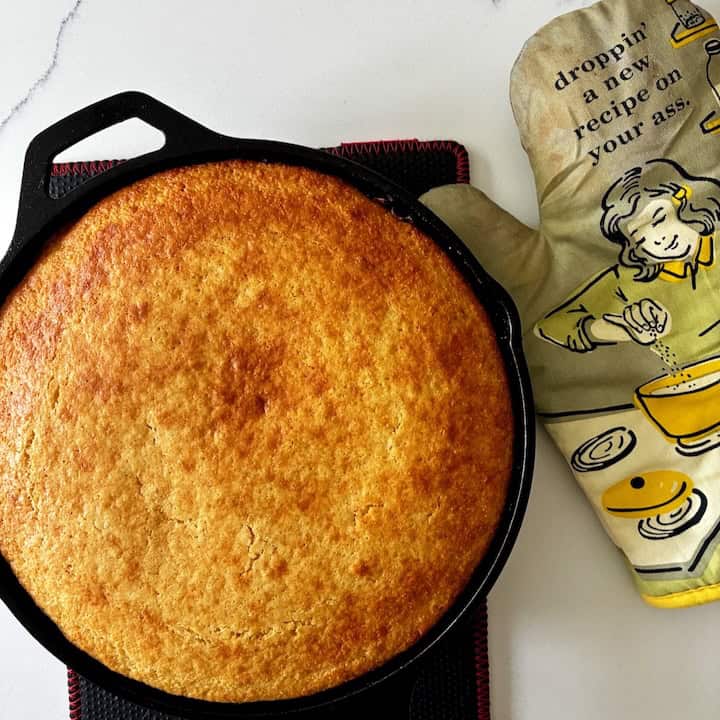 Fully baked cornbread casserole.