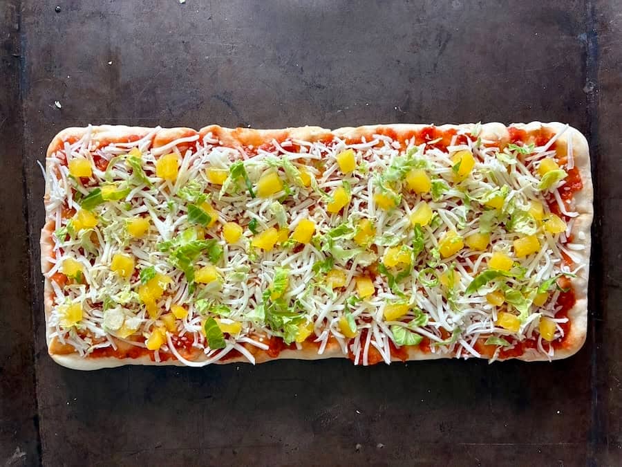 Autumn pizza with toppings.