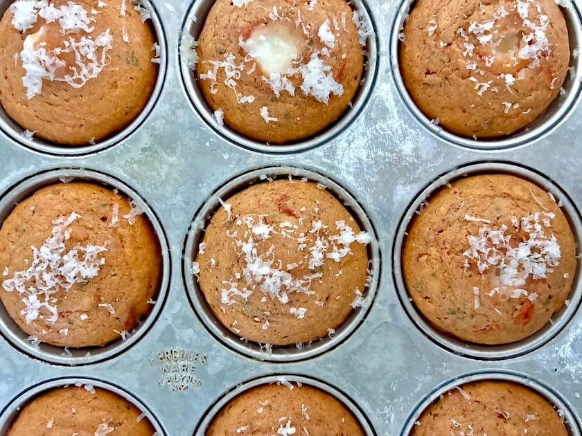 Cheese topped muffins.