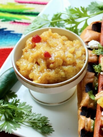 Bowl of hot dog relish.